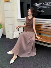 Set 2 món phong cách Pháp: Áo gile + Chân váy B117