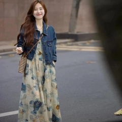Đầm sát nách phong cách RETRO họa tiết nghệ thuật cho nàng đi chơi du licjk xu hướng bán chạy D123250