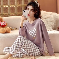 Bộ đồ ngủ thun gân cao cấp họa tiết họa hình dể thương thu đông mới nhất D542240