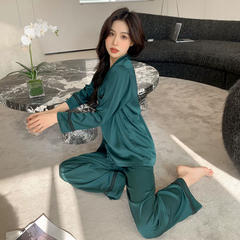 Bộ Đồ Ngủ Lụa Băng Mới Cho Nữ, Phong Cách INS, Quần Áo Mặc Nhà Dài Tay, Lụa Cao Cấp DN158250