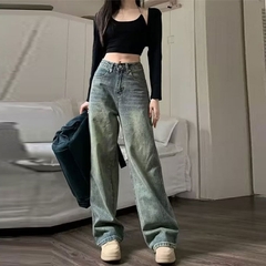 Quần jean cạp cao ống suông dáng dài QJ155240