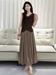 Set 2 món phong cách Pháp: Áo gile + Chân váy B117