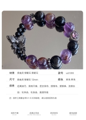 Vòng tay đá tự nhiên Thạch Anh Tím charm hình con Bướm Cao Cấp TS117240