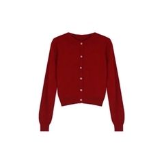 Bộ đồ đầu thu áo len cardigan màu đỏ và quần ống rộng, phù hợp du lịch D117250