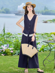 Set 3 món: Áo gile + Áo hai dây + Quần ống rộng B419