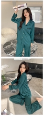 Bộ Đồ Ngủ Lụa Băng Mới Cho Nữ, Phong Cách INS, Quần Áo Mặc Nhà Dài Tay, Lụa Cao Cấp DN158250