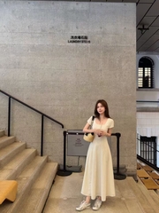 Đầm cổ tròn tôn eo phong cách Hepburn B550