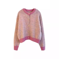 Áo len dệt kim cardigan tương phản phong cách Hàn Quốc xu hướng thu đông mới D361240