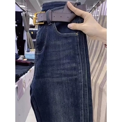 Quần jean Xanh Baggi cạp cao dáng suông dài QJ142240