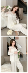 Bộ Đồ Ngủ Nữ Phối Lưới Tay Tùng Bí, Thiết Kế Sang Trọng, Phong Cách Quyến Rũ DN157250