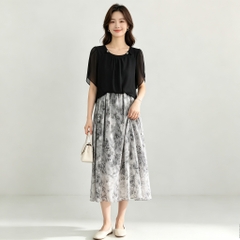 Đầm hoa nhí giả 2 lớp dáng dài B5530