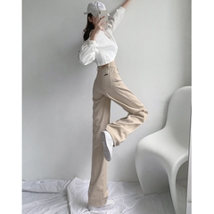  Quần jean kaki dáng suông rộng cạp cao QJ136240