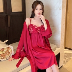 Bộ đồ ngủ ren phong cách Trung Hoa áo ngủ áo choàng XINY DN114250