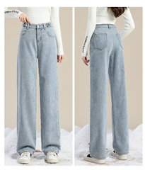 Quần jeans ống đứng Form rộng lót nhung dày ấm áp cho mùa thu đông XINY QJ038250