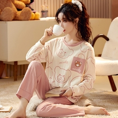 Bộ đồ ngủ thun gân cao cấp họa tiết họa hình dể thương thu đông mới nhất D542240
