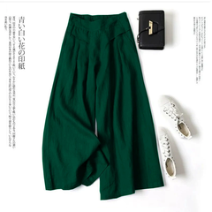 Quần Culottes Linen Cotton Ống Rộng Cạp Cao