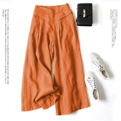 Quần Culottes Linen Cotton Ống Rộng Cạp Cao