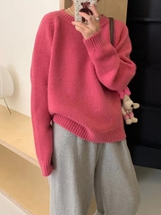 Áo len sweater tay dài màu trơn dể phối đồ xu hướng thu đông D420240