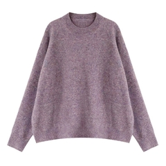 Áo Sweater len dệt kim màu trơn basic cổ tròn kiểu pháp xu hướng thu đông D386240
