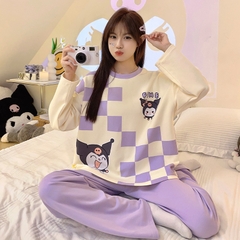 Set bộ đồ ngủ thun gân cao cấp họa tiết họa hình dể thương thu đông mới nhất D542240