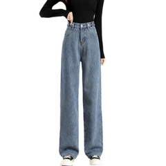 Quần jeans ống đứng Form rộng lót nhung dày ấm áp cho mùa thu đông XINY QJ038250