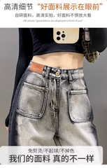 Quần jeans ống rộng thẳng lưng cao màu xám và đen thiết kế QJ029250