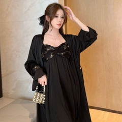 Bộ đồ ngủ ren phong cách Trung Hoa áo ngủ áo choàng XINY DN114250