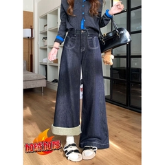 Quần jean cạp cao dáng suông dài QJ154240