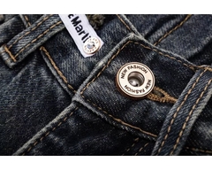 Quần jeans ống rộng cap cao chun dáng suông phong cách cổ điển QJ024250
