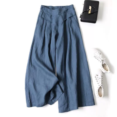 Quần Culottes Linen Cotton Ống Rộng Cạp Cao