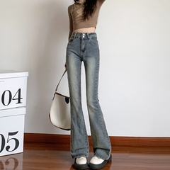 Quần jeans ống loe cạp cao phong cách, tôn dáng quả lê XINY QJ037250