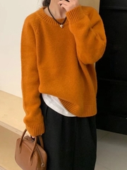 Áo len sweater tay dài màu trơn dể phối đồ xu hướng thu đông D420240