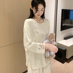 Bộ đồ ngủ lụa băng phong cách Trung Hoa nữ cổ điển thanh lịch XINY DN103250