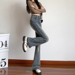 Quần jeans ống loe cạp cao phong cách, tôn dáng quả lê XINY QJ037250