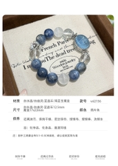 Vòng tay đá tự nhiên Aquamarine, Thạch Anh Xanh Bạc S925 Cao Cấp TS114240