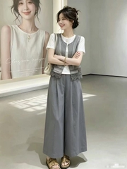 Set 3 món: Áo gile + Áo tay ngắn + Quần ống rộng B599
