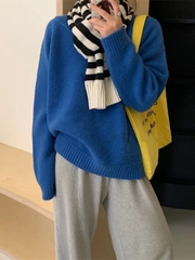 Áo len sweater tay dài màu trơn dể phối đồ xu hướng thu đông D420240