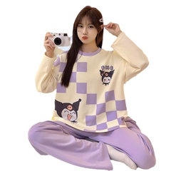 Set bộ đồ ngủ thun gân cao cấp họa tiết họa hình dể thương thu đông mới nhất D542240