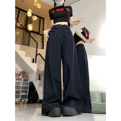 Quần jeans ống rộng lưng cao dáng rộng phong cách retro XINY QJ040250