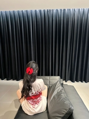 Đồ ngủ Pijama lụa xước hàng hiệu dáng ngắn Trắng viền đen DN401240