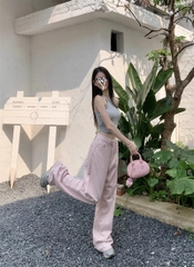 Quần Jean Hồng Nữ Thiết Kế Hè, Cạp Cao, Ống Suông Rộng, Chất Liệu Độc Đáo, Dài Qua Mắt Cá Chân QJ058250