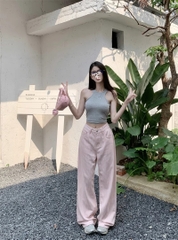 Quần Jean Hồng Nữ Thiết Kế Hè, Cạp Cao, Ống Suông Rộng, Chất Liệu Độc Đáo, Dài Qua Mắt Cá Chân QJ058250