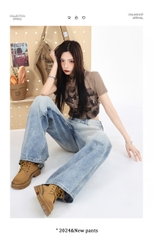 Quần Jean Old Wash Phong Cách Mỹ, Rách Phong Trần, Ống Suông Retro QJ057250