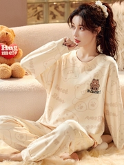 Bộ đồ ngủ thun gân cao cấp họa tiết họa hình dể thương thu đông mới nhất D542240
