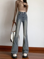 Quần jeans ống loe cạp cao phong cách, tôn dáng quả lê XINY QJ037250