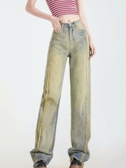 Quần jeans rách phong cách đường phố quần ống đứng đơn giản, rộng rãi QJ098250