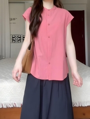 Set áo hồng váy xanh mùa hè phong cách Hàn Quốc đi làm, đi chơi xu hướng hè mới D113240
