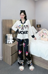 Đồ ngủ Pijama hàng hiệu form dài lụa cao cấp hottrent Họa tiết Mickey DN121240