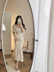 Đầm ren rỗng phong cách Pháp, khí chất hoàng gia thanh lịch nhẹ nhàng bán chạy D123240