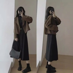 Áo khoác dạ ép cổ vest phong cách Hepburn xu hướng thu đông mới nhất D491240